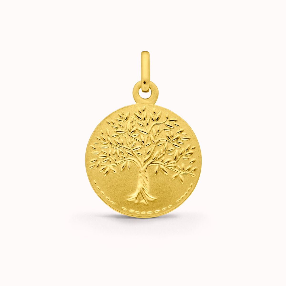 médaille baptême arbre de vie majestueux en or jaune 16 mm