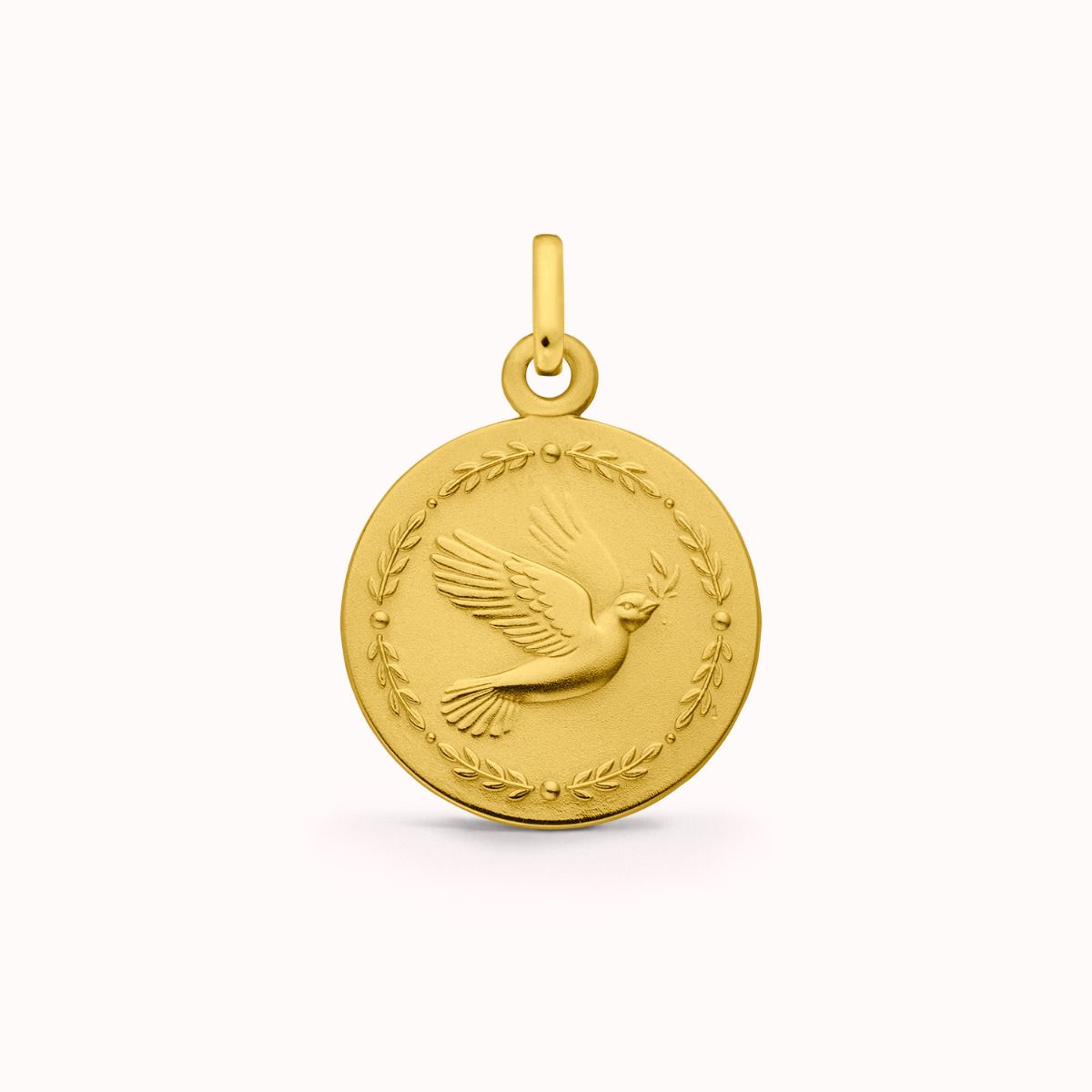 médaille colombe en or jaune pour baptême