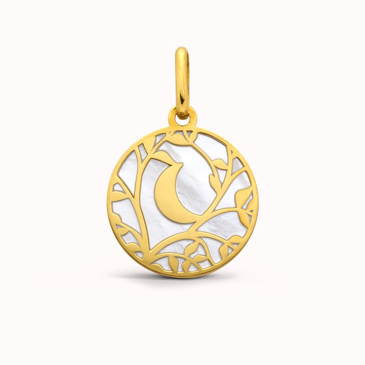 Médaille Lune et Feuillage 18 mm