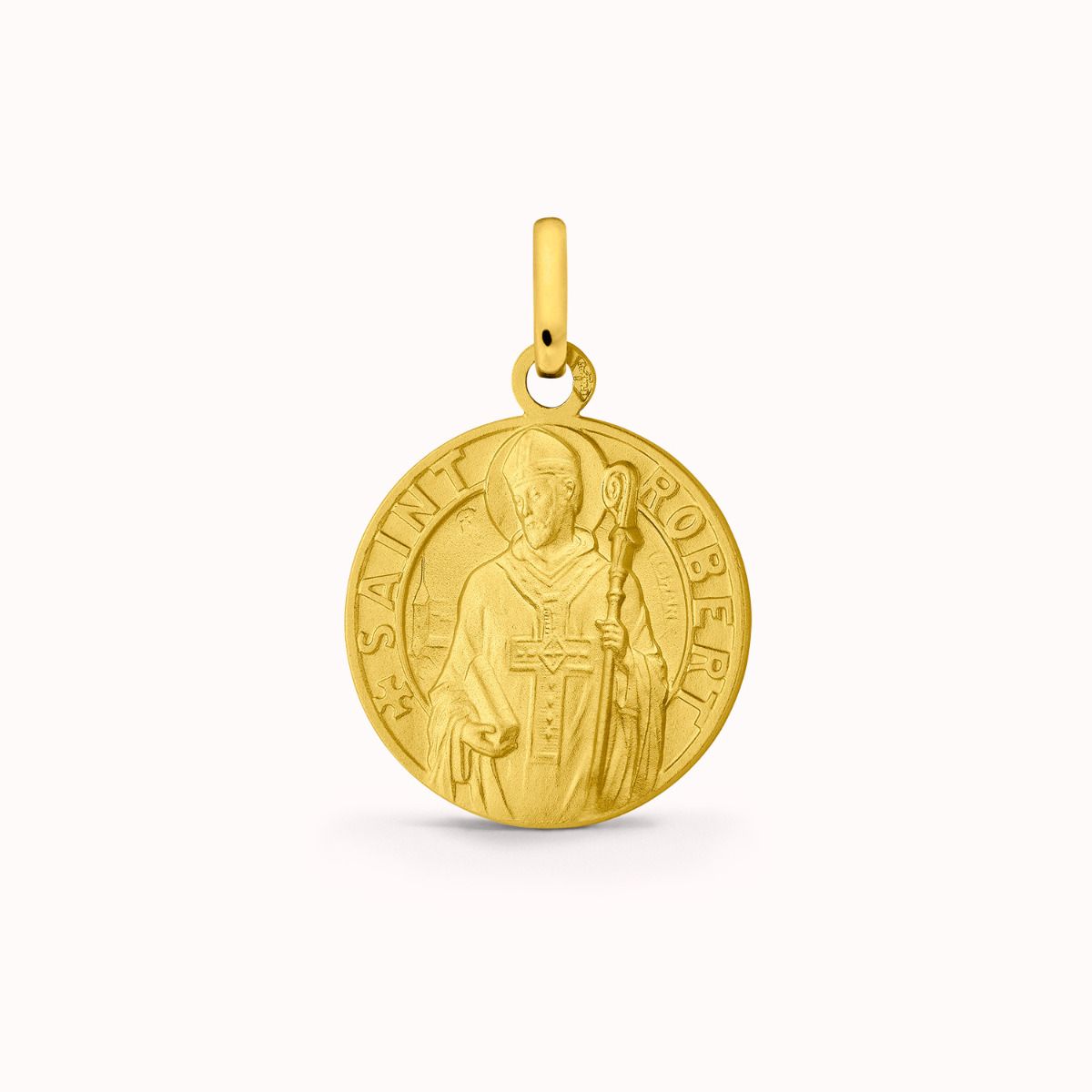 Médaille Saint Robert en Or Jaune 18 carats - 15 mm