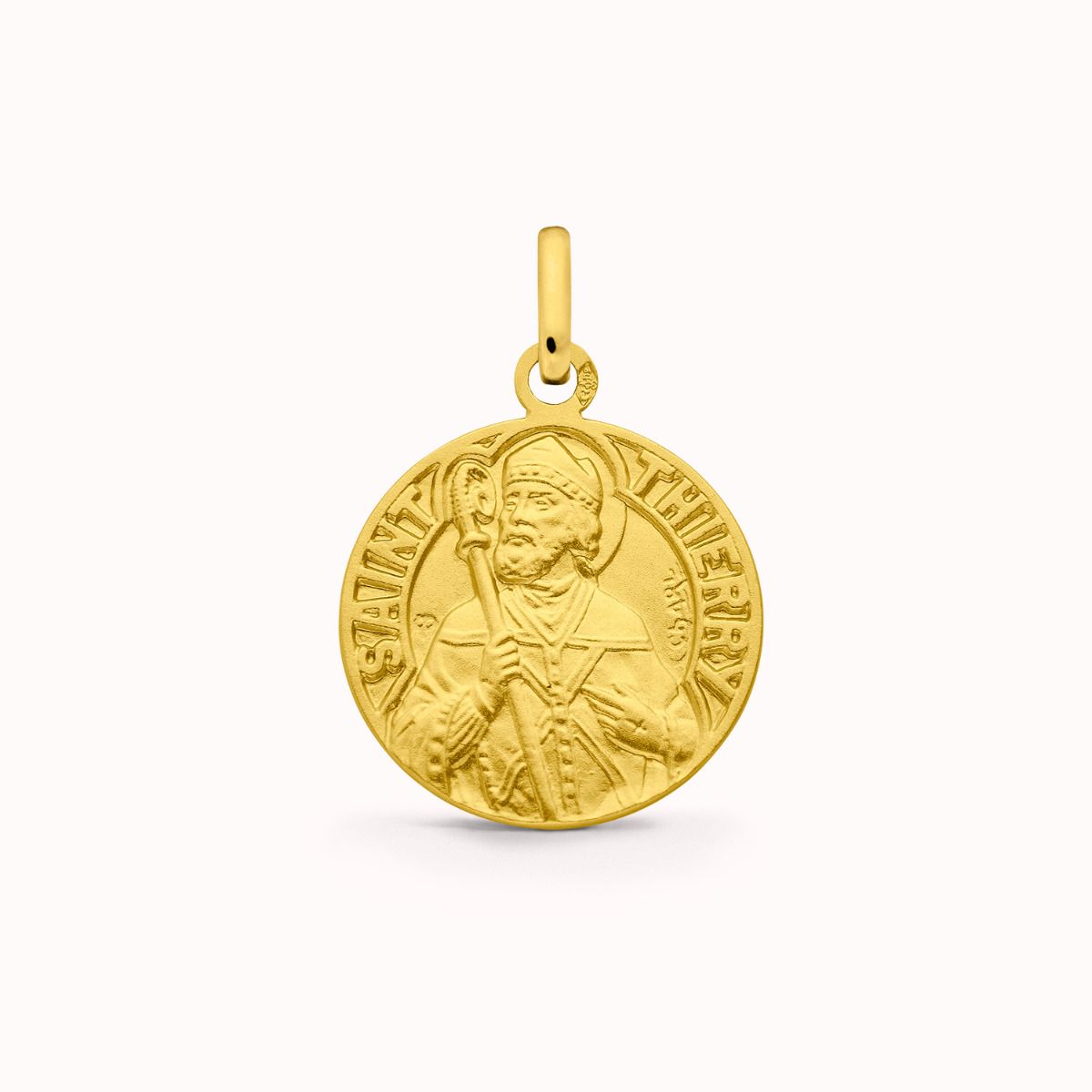 Médaille Saint Thierry en Or Jaune 18 carats - 15 mm