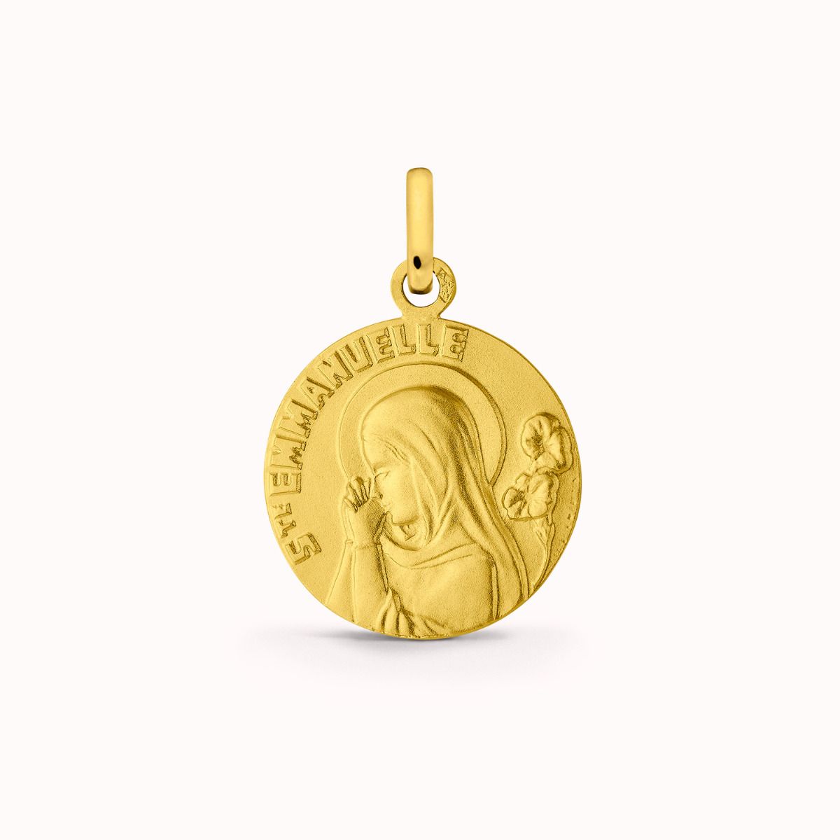 Médaille Sainte Emmanuelle en Or Jaune 18 carats - 15 mm