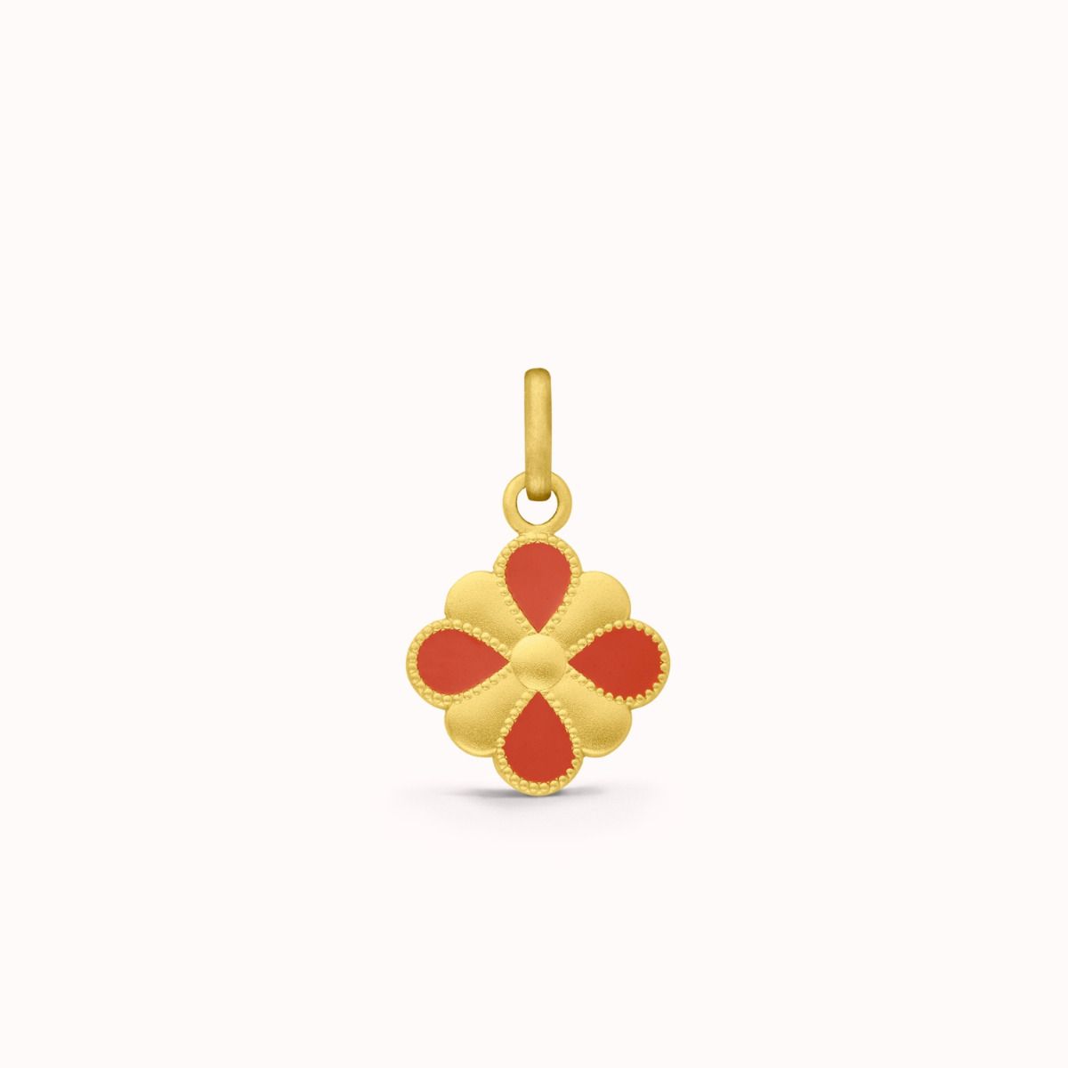 pendentif rosace perlée rouge or jaune