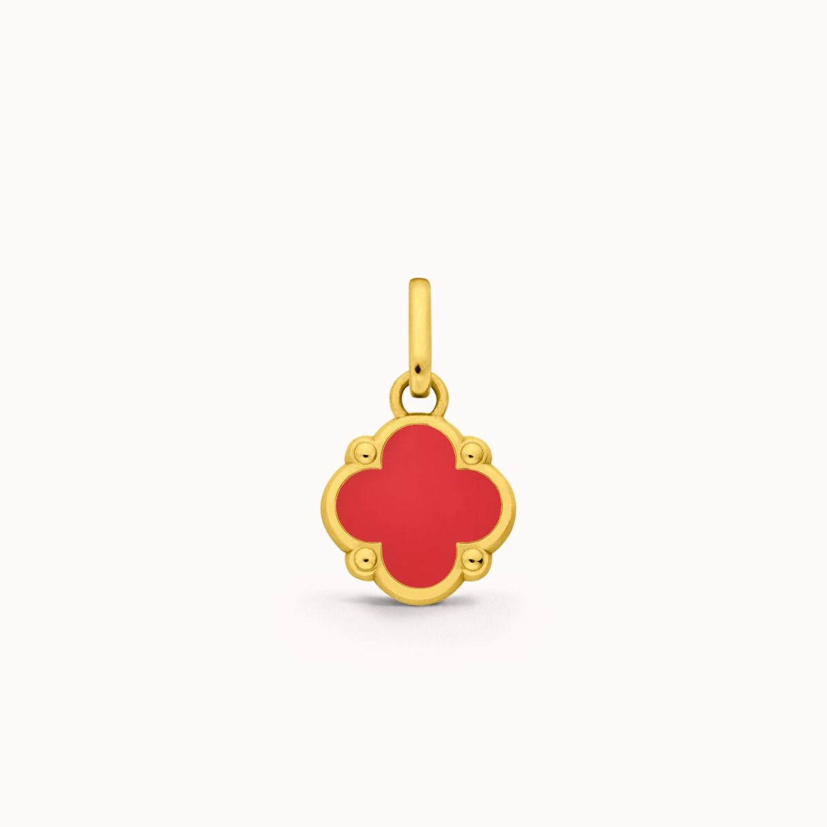 pendentif trèfle perlé rouge 10 mm